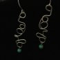 Hand forged Sterling Silver Wire with Turquoise 4mm Beads Earrings
