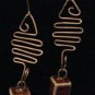 Hand forged Copper Wire Earrings with Ceramic Cubed Beads and Onyx