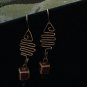 Hand forged Copper Wire Earrings with Ceramic Cubed Beads and Onyx