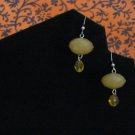Handmade Earrings of Acrylic Yellow Domed Beads and Yellow Glass Beads
