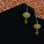 Handmade Earrings of Acrylic Yellow Domed Beads and Yellow Glass Beads