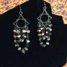 Genuine Picture Jasper Dangling Chips on Brass Earring Settings