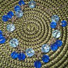 Austrian Blue Crystals Dangle on a Stainless Steel Bracelet Chain