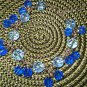 Austrian Blue Crystals Dangle on a Stainless Steel Bracelet Chain