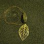 Handmade Genuine Unakite Carved Scarab with Gold Filled Leaf Necklace