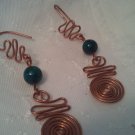 Handcrafted Copper Wire and Genuine Chrysoprase Beads Earrings