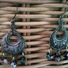 Genuine Black, Cloisonne Beads and Burnt Copper  Earrings