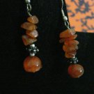 Genuine Carnelian Chips and Beads Earrings with Tibetan Silver Handmade
