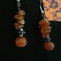 Genuine Carnelian Chips and Beads Earrings with Tibetan Silver Handmade