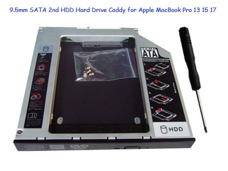 9.5mm SATA 2nd HDD Hard Drive Caddy for Apple MacBook Pro 13 15 17