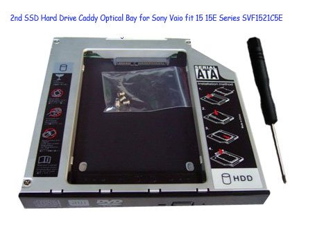 2nd SSD Hard Drive Caddy Optical Bay for Sony Vaio fit 15 15E Series SVF1521C5E