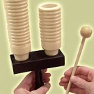 NEW Wood Agogo Block w/ 2 Bells & Mallet + Soundclip