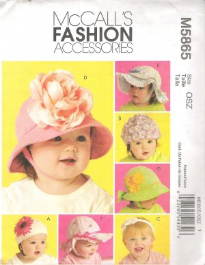 2009 McCalls 5865 Pattern Infant Toddler Hats XSmall - XLarge Uncut