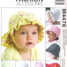 2004 McCalls 4478 Pattern Infant Hats Newborn - XLarge Uncut