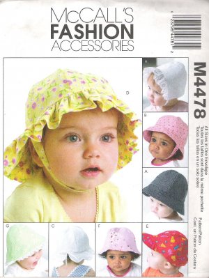 2004 McCalls 4478 Pattern Infant Hats Newborn - XLarge Uncut