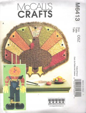 2011 McCalls 6413 Pattern Fall Decorations  Turkey and Scarecrow  Uncut
