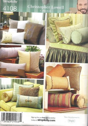2006 Simplicity 4108 Pattern Square Rectange Bolster Quilted Pillows Uncut