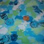 Peanuts Characters in Black on  Blue Green White Soft Cotton Fabric 1 YD x 45" wide