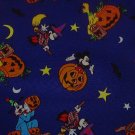 Mickey Mouse Goofy Halloween Orange Pumpkins Yellow Stars Moons Black Bats Purple Fabric  2 pcs