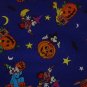 Mickey Mouse Goofy Halloween Orange Pumpkins Yellow Stars Moons Black Bats Purple Fabric  2 pcs