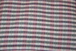 Pink Gray White Raised Plaid Cotton/Rayon Blend Fabric 4 1/2 yds x 45" wide