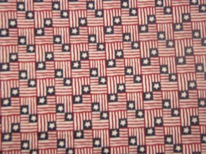 Small Red White Blue Flags with One Star  Cotton Fabric  2 yds x 46"