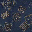 Bandana Type Shapes in White on Blue Background  Fabric 3 1/8 yds x 45" wide