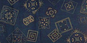 Bandana Type Shapes in White on Blue Background  Fabric 3 1/8 yds x 45" wide