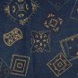 Bandana Type Shapes in White on Blue Background  Fabric 3 1/8 yds x 45" wide