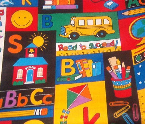 Read To Succeed School Print Fabric 46 w X 1yd