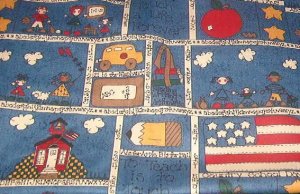 Old Fashioned Country School Days Fabric  28"w x 1 yd +  5"