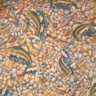 Koi Pond Blue Green Gold Rust  Cotton  Fabric 44"w x 1 1/2 yds + 2"