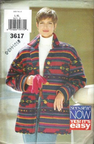 Butterick 3617 (1994) Pattern Easy Jacket Coat  L-XL  Uncut