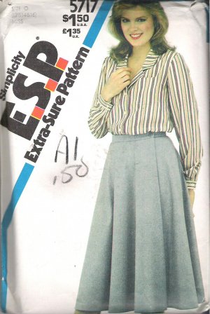Simplicity 5717 (1982) Vintage Pattern Blouse Front Wrap Skirt  Size 12-16  Uncut