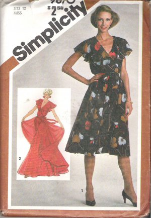 Simplicity 9870 (1980) Pattern Pullover Lined Dress in Two Lengths  Size 12  Uncut