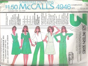 McCalls 4946 (1976)  Vintage Pattern Top Skirt Jacket Wide Leg Pants Vest  Size 6-10  Uncut