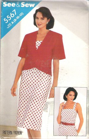 Butterick 5567 (1987) Pattern Jacket and Dress with Shoulder Straps  Size 8-12  Uncut