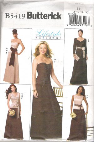 Butterick 5419 (2009) Pattern Special Occasion Wedding Evening Top Skirt Sash  Size 8-14 Uncut