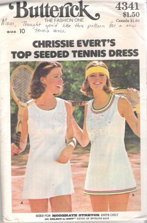 Butterick 4341 Vintage Pattern Chrissie Everet's Tennis Dress Briefs Size 10 Uncut