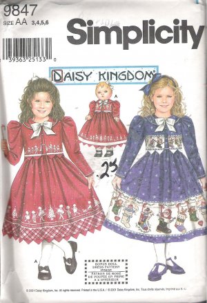 Simplicity Daisy Kingdom Childs Girls Dress Jacket Matching Doll Clothes Size 3-6 Uncut