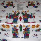 Christmas Moose Snowman Sleigh Mittens Birdhouses  Merry Christmoose Applique Panel Fabric