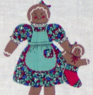 Christmas Gingerbread Doll Cut and Sew Fabric Panel