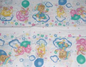 Bunnies, Lambs, Bears Clouds Ballons Baby Sheeting Print Fabric