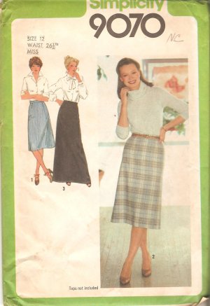 Simplicity 9070 (1979) Vintage Pattern Skirt in Three Lengths Size 12  Uncut
