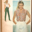 Simplicity 9552 (1980) Sleeveless Shirt Wide Leg Shorts Straight Leg Pants Pattern Size 12  Uncut