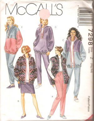 McCalls 7298 (1994) Unlined Jacket Vest Top Skirt Pull-on Pants Pattern Plus Size 20 22 24 26 Uncut