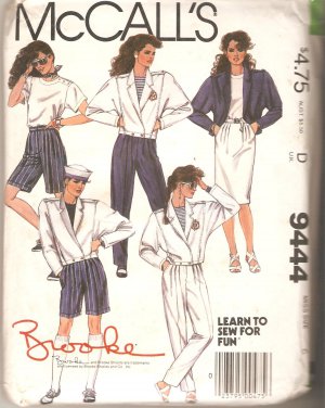 McCalls 9444 Brooke Shields Collection Jacket Top Skirt Pants Shorts Pattern Size 6 Uncut
