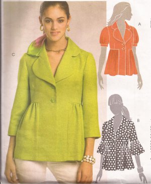 McCalls 5594 (2008) Lined Jacket Sleeve Variations Pattern Size 6 8 1012 14 UNCUT