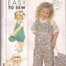 Simplicity 9275 (1989) Child Toddler Girls Overalls Carry Bag Pattern Size 1/2 1 2 3 UNCUT