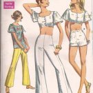 Simplicity 8113 (1969) Vintage Midi Top Back Button Blouse Pants Shorts Pattern Size 16 UNCUT